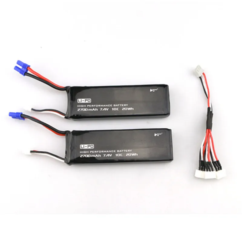 Hubsan H501S X4 запасные части 2 шт. 7.4 В 10C 2700 мАч Батарея 1 до 3 зарядный кабель Разъем