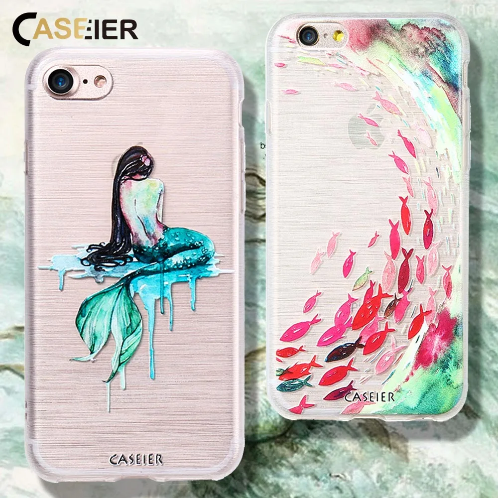 CASEIER ультра тонкий чехол для iPhone 7 6s 6 Plus с рисунком силиконовые чехлы 5S 5 7X8 мягкая