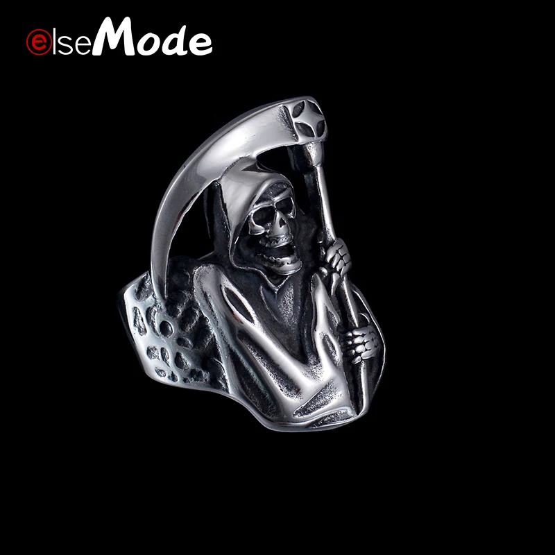Кольцо ELSEMODE из нержавеющей стали 100% 316L с изображением черепа Хелла смерти для