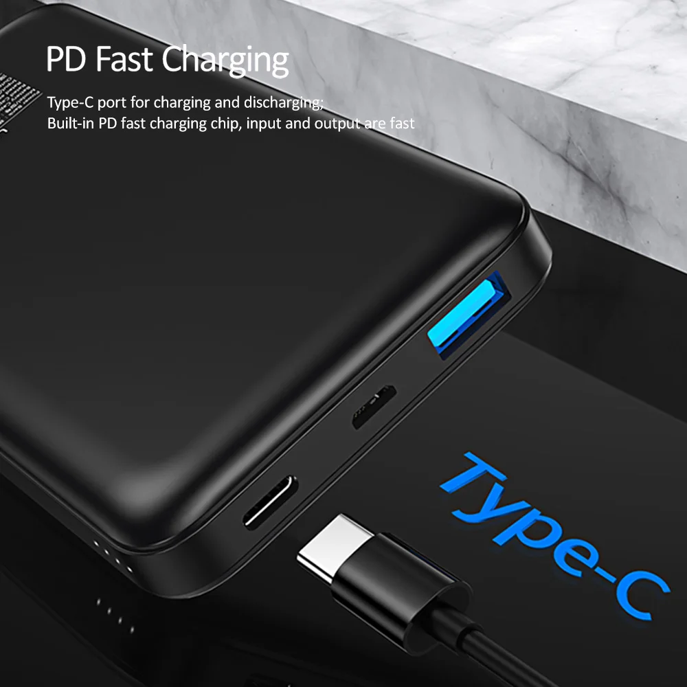 USAMS 18W type C PD QC 3 0 power Bank 10000mah Внешняя батарея USB быстрая Быстрая Зарядка bank для iphone XS