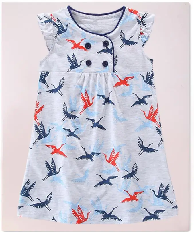 6 шт./лот платье для девочек детская одежда без рукавов с птицами От 2 до 7 лет sylvia