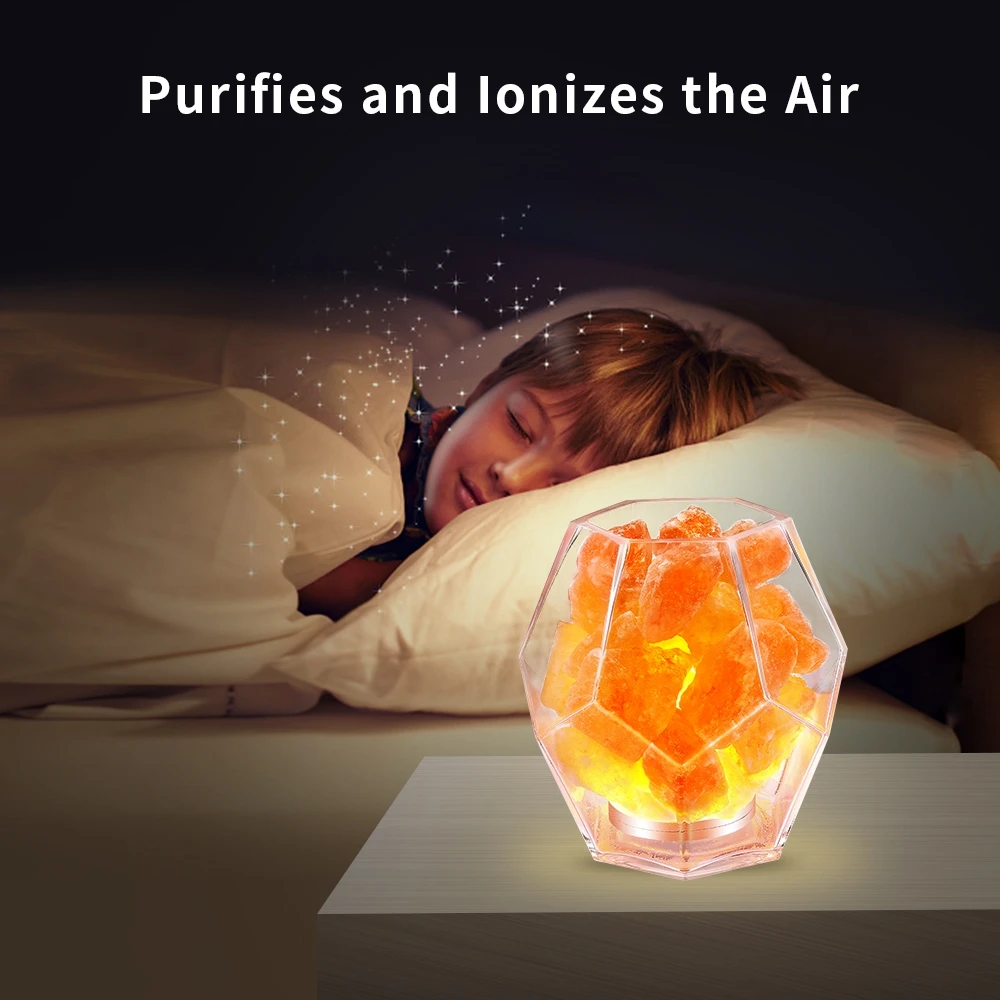 

Crystal Salt Lamp Dimmable LED Light with Air Purifier Function Night Light Ideal Gift Lamp for Bedroom Relieving Stress