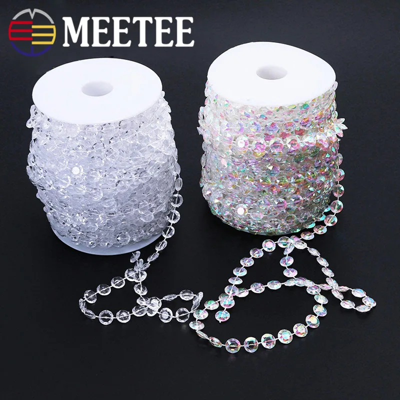 Meetee 5Meters Acrylic Crystal Bead Lace Trims Colourful Family Decoration DIY Curtain Pendant Accessories ZK572 | Дом и сад