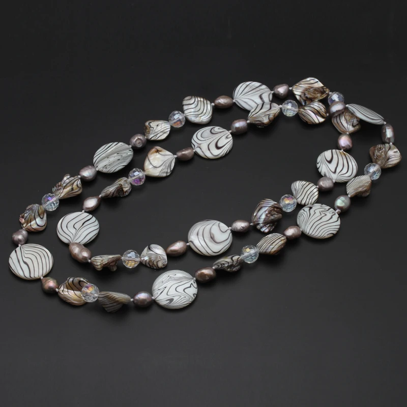 Fashion natural freshwater pearl necklace for women long mother of pearl necklace bohemia Baroque sweater necklace gift