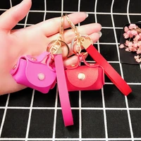 novelty mini leather handbags keychain for women cute girls tiny bags charm keychain on bag car trinket jewelry party gift