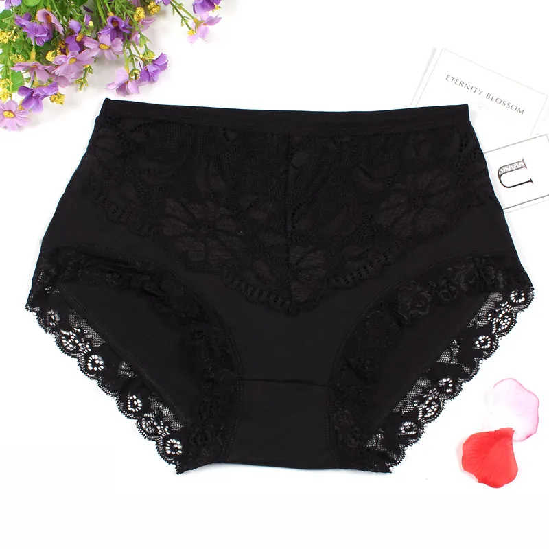 WP186 black Новинка,, женские кружевные трусики с вышивкой высшего класса, с высокой талией, женское нижнее белье большого размера, сексуальные трусики - Цвет: WP186 black