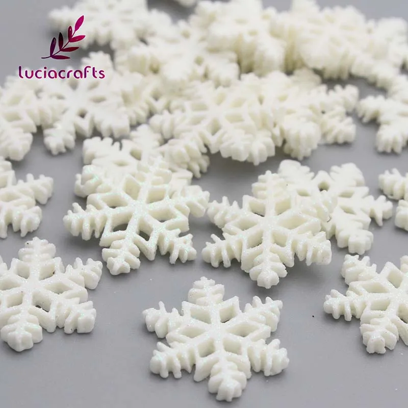 Lucia Crafts 24 шт./лот пластиковая искусственная Рождественская Снежинка с блестящей