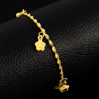 new arrival heart with clover charm bracelet for women wholesale fashion jewelry 24k yellow gold bracelet for girls