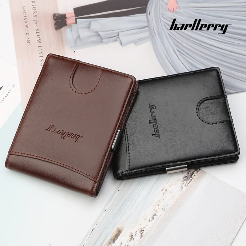 Новый модный тонкий кошелек Baellerry для кредитных карт с короткой пряжкой черного и