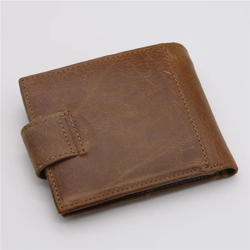 Мужские кожаные кошельки кожа бешеной лошади масло воск кошелек молния темная