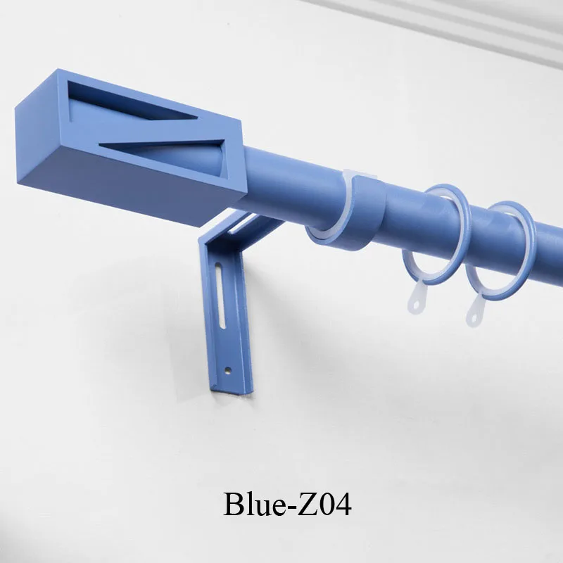blue Дизайн экстра-толстый алюминиевый сплав карнизы для штор аксессуары модные цвета макарун серия одиночные двойные карнизы для штор - Цвет: blue