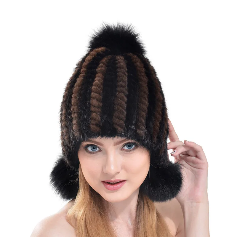 Новинка 2019 осень и зима роскошная женская шапка из норкового трикотажа с ушками