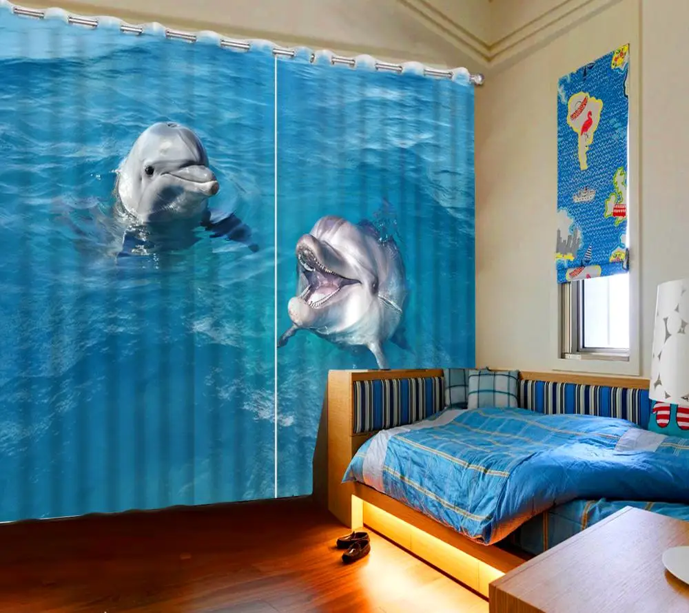 Оконные Занавески для гостиной занавески в средиземноморском стиле с дельфином |