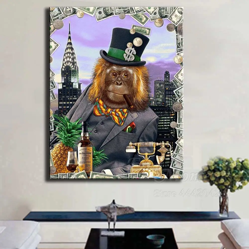 Когда нибудь момент алмазов картина для Gorilla деньги вино ананаса стразы камни в