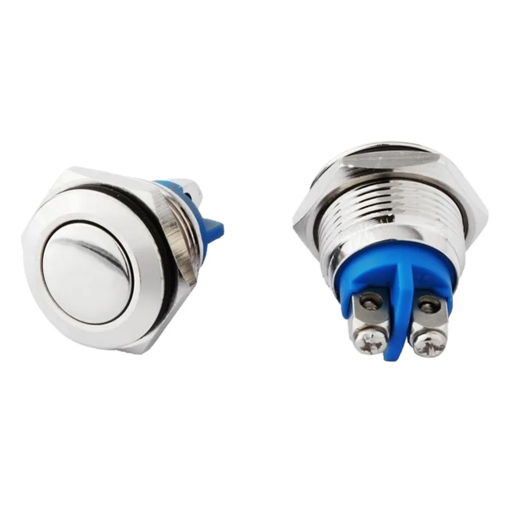 2 шт. 16 мм Автомобильный кнопочный переключатель из нержавеющей стали кнопка