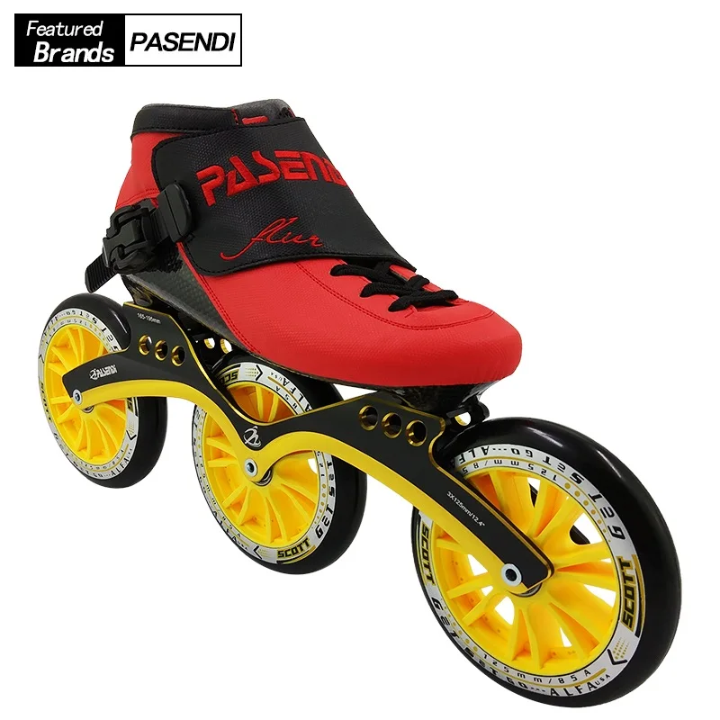 PASENDI профессиональные скоростные коньки 125 мм Patines взрослых Обувь для роликов, скейтборда детские роликовые коньки с расположением колёс в линию сапоги для женщин и мужчин начинающих колеса - Цвет: same as picture