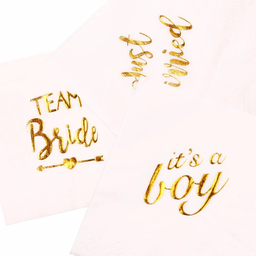 FENGRISE бумажные салфетки с золотыми буквами свадебное украшение невесты для