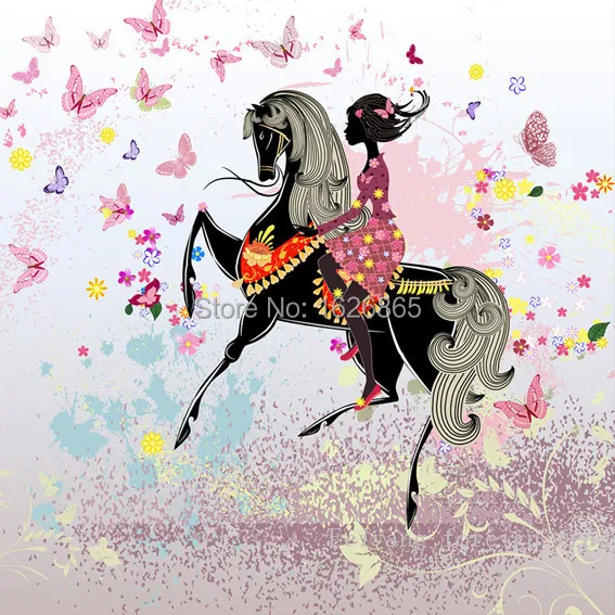 DIY5D diamond embroidery stitch on horseback delicate flower fairy cartoon bedroom living room gift and decorative painter 20X20 | Дом и сад
