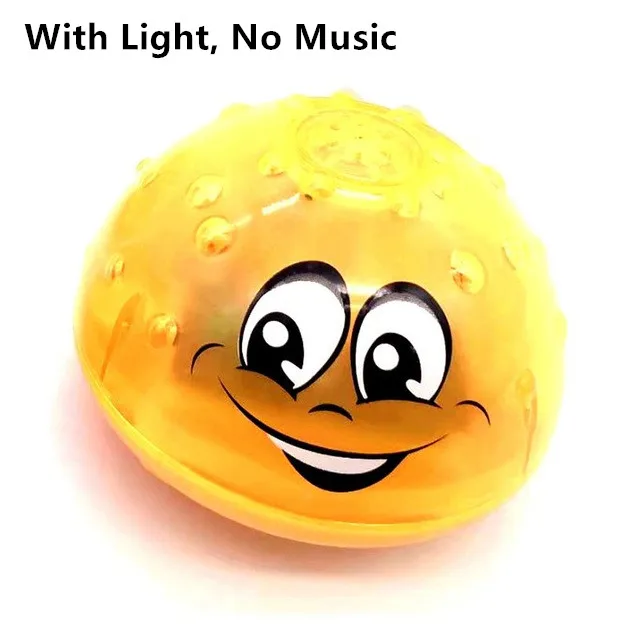 Yellow without Music Милый шар для распыления воды, Детская плавающая игрушка для ванны, Электрический индукционный спринклер, игрушки для ванной, вращающийся с душевой 3D светильник, музыкальный - Цвет: Yellow without Music