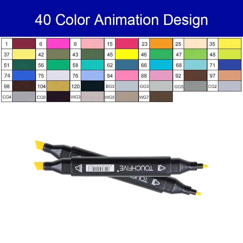 Animation 40 color Touchfive 168 цветов, набор маркеров, двойная головка, эскизные маркеры, ручка для стандартного пейзажа, рисование манга, анимационный дизайн, товары для рукоделия - Цвет: Animation 40 color