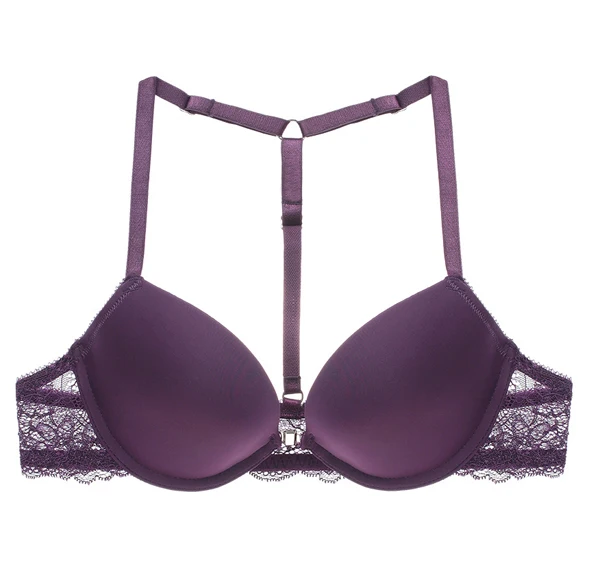 Queenral Бесшовные Push Up Для женщин бюстгальтеры для маленькой груди 32-38 AB чашка нижнее женское белье BH Bralette спереди закрытым бюстгальтер женский бюстгалтерлифчик силиконовый бюстгалтербюстгальтер бюстгалте - Цвет: purple