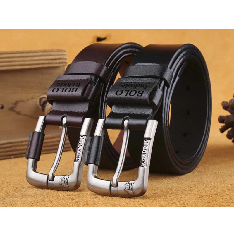 bekele BOLO мужской ремень Vintage Style Pin Buckle Cow Genuine Leather Belts For Men 105-125cm High Quality Mens Belt