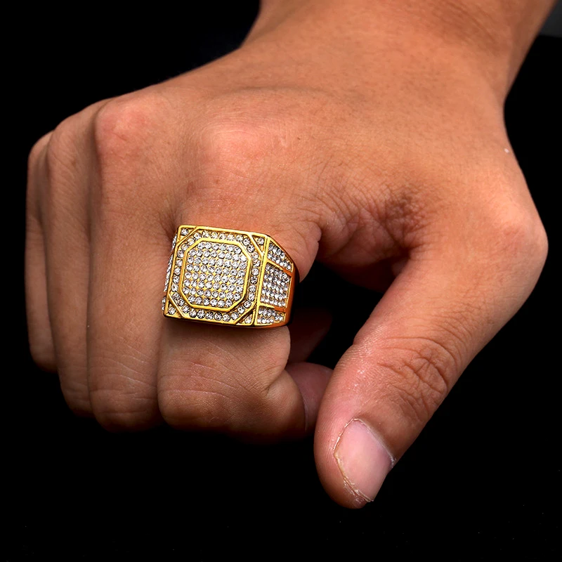 Кольцо в стиле хип-хоп нержавеющая сталь Iced Out Micro Pave CZ кубический цирконий