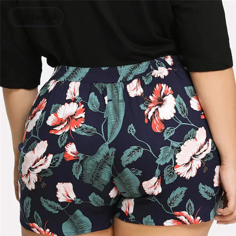 Pickyourlook Женская юбка шорты размера плюс Цветочные пляжные мини брюки для леди модные летние женские шорты с высокой талией