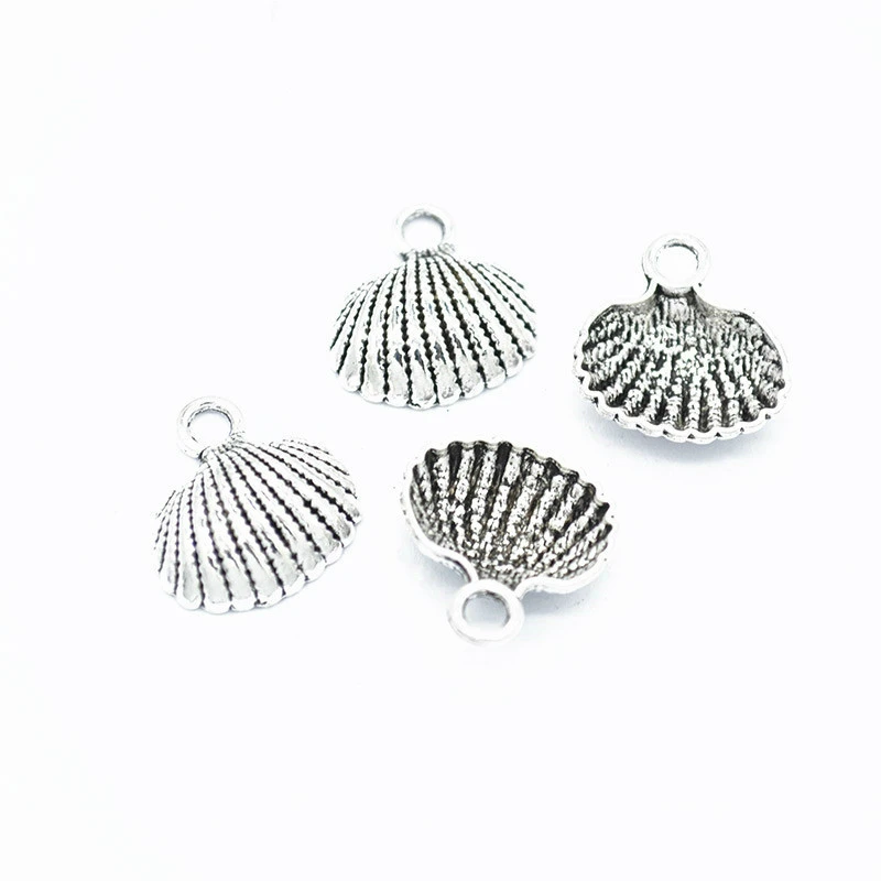

70pcs Shell Charms DIY Jewelry Making Pendant Fit Bracelets Necklaces Earrings Handmade Crafts antique silver color