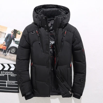 FW14 Black Высокое качество, 80% белый утиный пух, толстый пуховик, мужское пальто, парки, Мужская теплая брендовая одежда, зимний пуховик с капюшоном, верхняя одежда - Цвет: FW14 Black