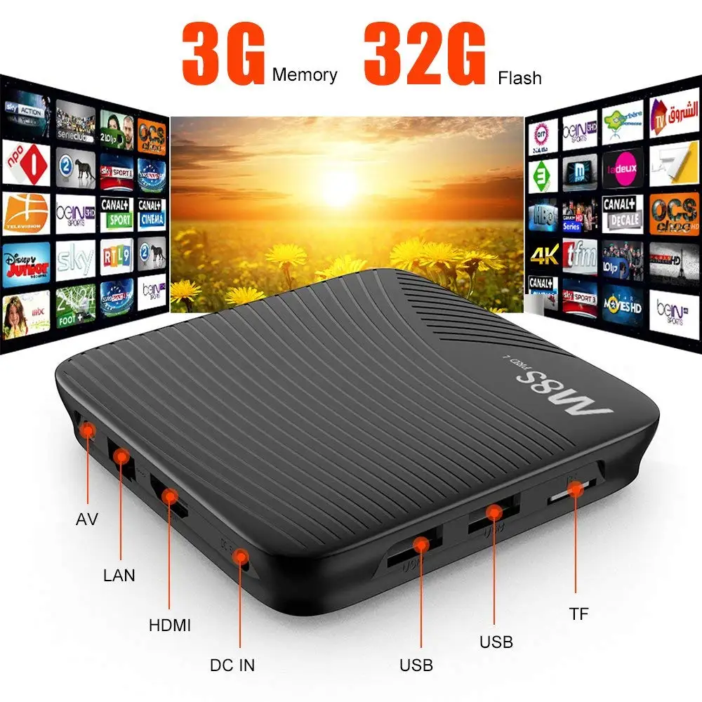 Mecool M8S PRO 3 ГБ + 32 ТВ Box Amlogic S912 Octa Core Media Player H.265 обмена видео в формате 4 K сетевая