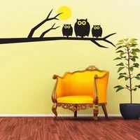owl on tree full moon bedroom living room decor mural art vinyl wall sticker window decoration decal custom made fashion design