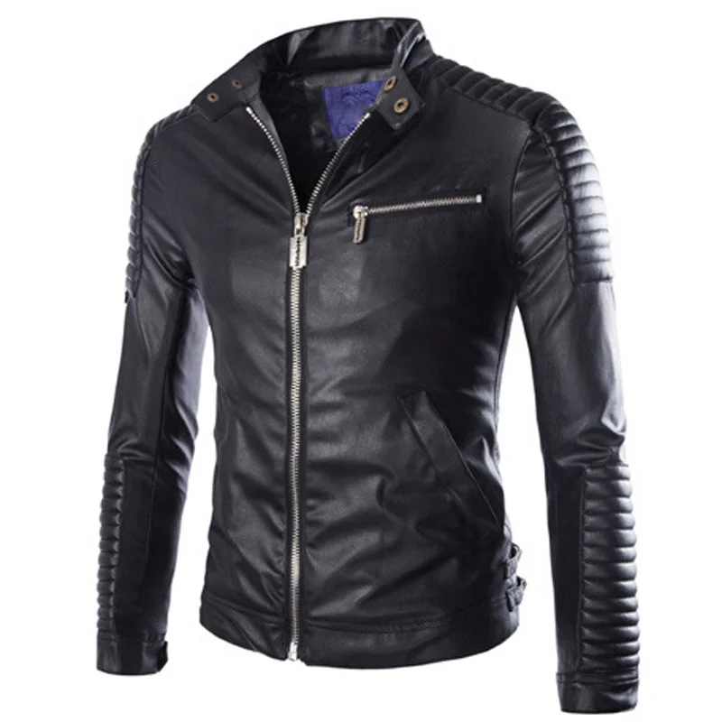 TANGNEST модная мужская кожаная куртка 2019 горячая Распродажа Мандарин Воротник