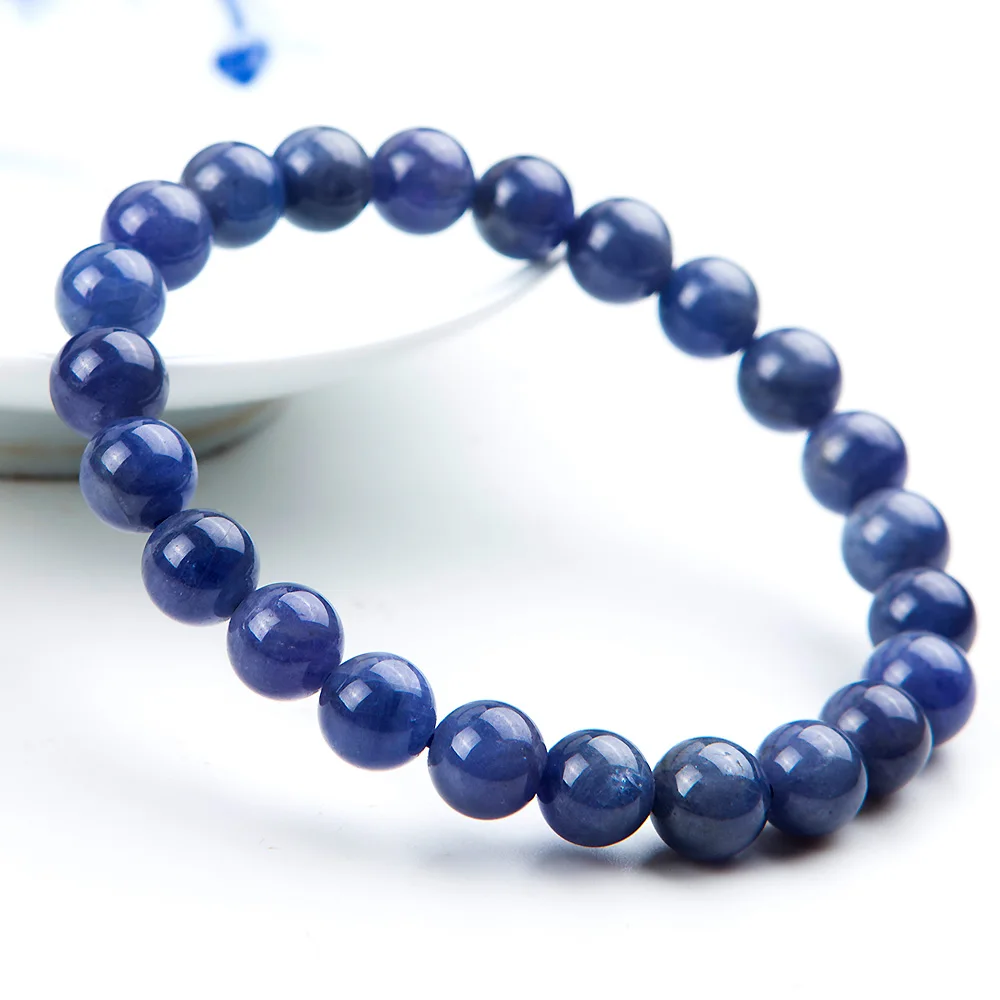 

Natural Blue Tanzanite Round Beads Bracelet 7mm Stretch Gemstone Women Men Tanzania Beads Femme Man Crystal Birthday GiftAAAAA