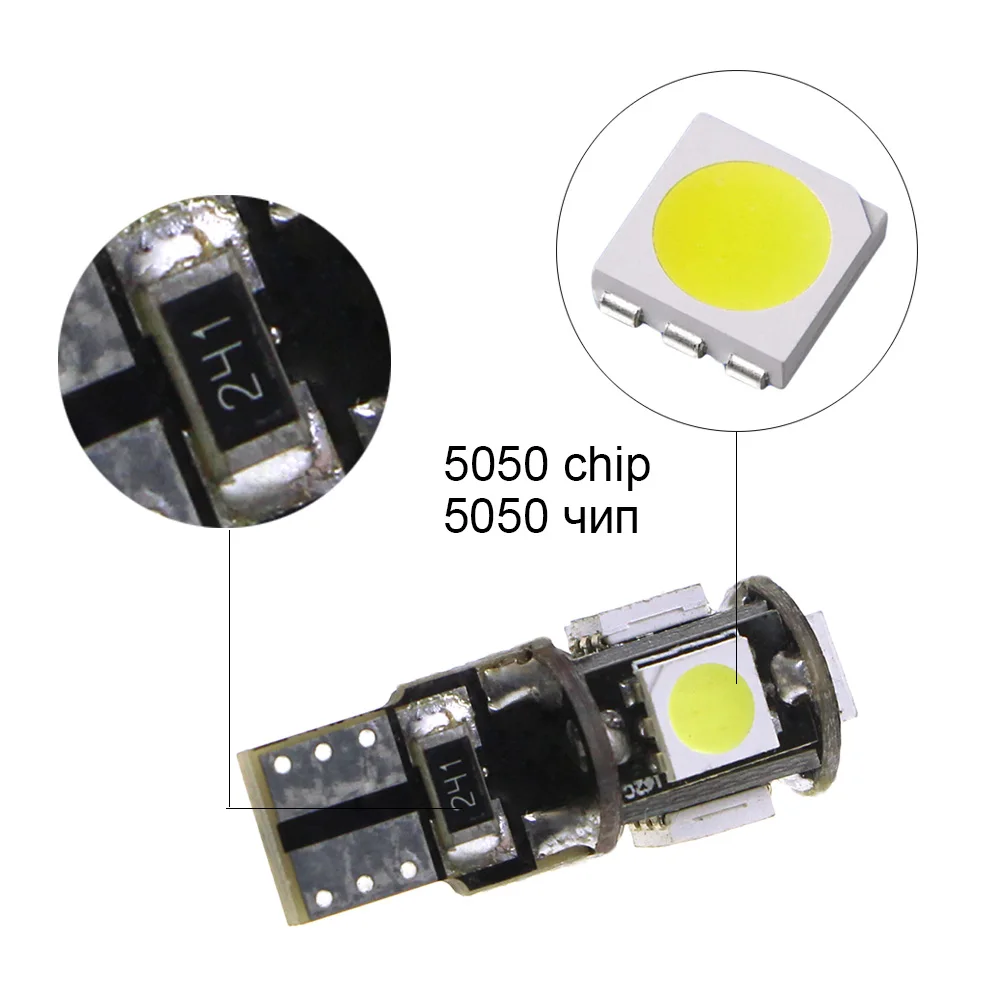 KEIN 10 шт. t10 led Canbus w5w 5smd 5050 водить автомобиль 194 168 клиновидные боковые светильник