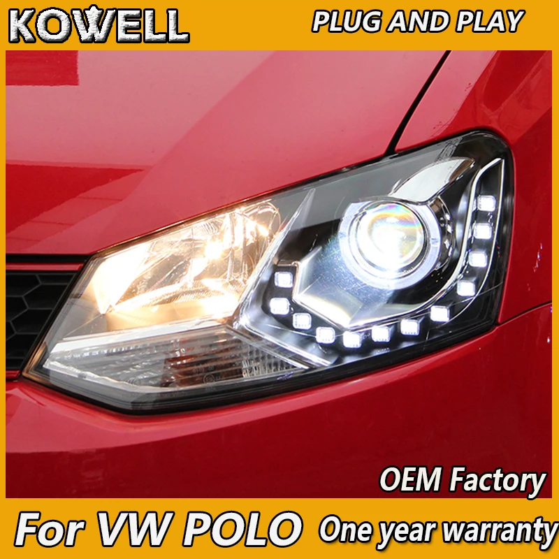 

KOWELL автомобильный Стайлинг для 2006-2015 VW Polo фары Новинка Polo светодиодный ная фара Cruiser drl линза двойной луч H7 HID ксенон