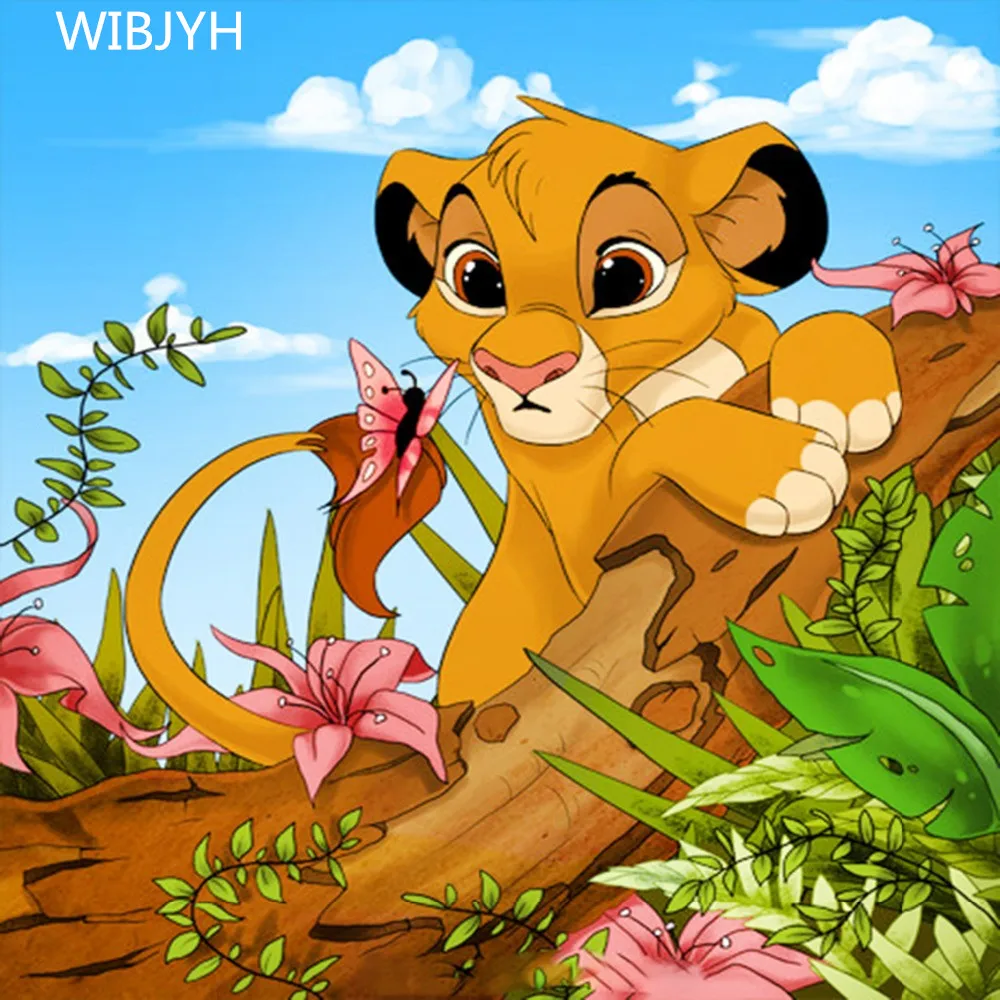 Full Diamond Mosaic Animal Cartoon lion king Embroidery Patterns Round Rhinestone Painting Cross Stitch c623 | Дом и сад
