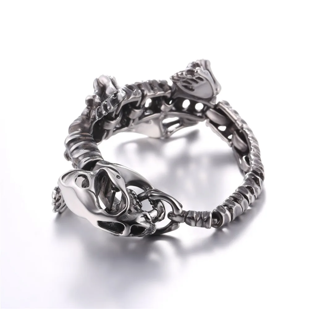 Браслет с изображением скелета динозавра черный и золотой цвет ювелирные