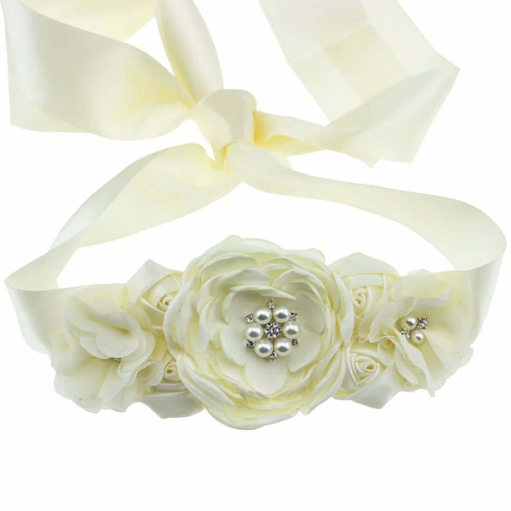 1 шт. атласное свадебное платье со стразами пояс с цветами для девушки беременных