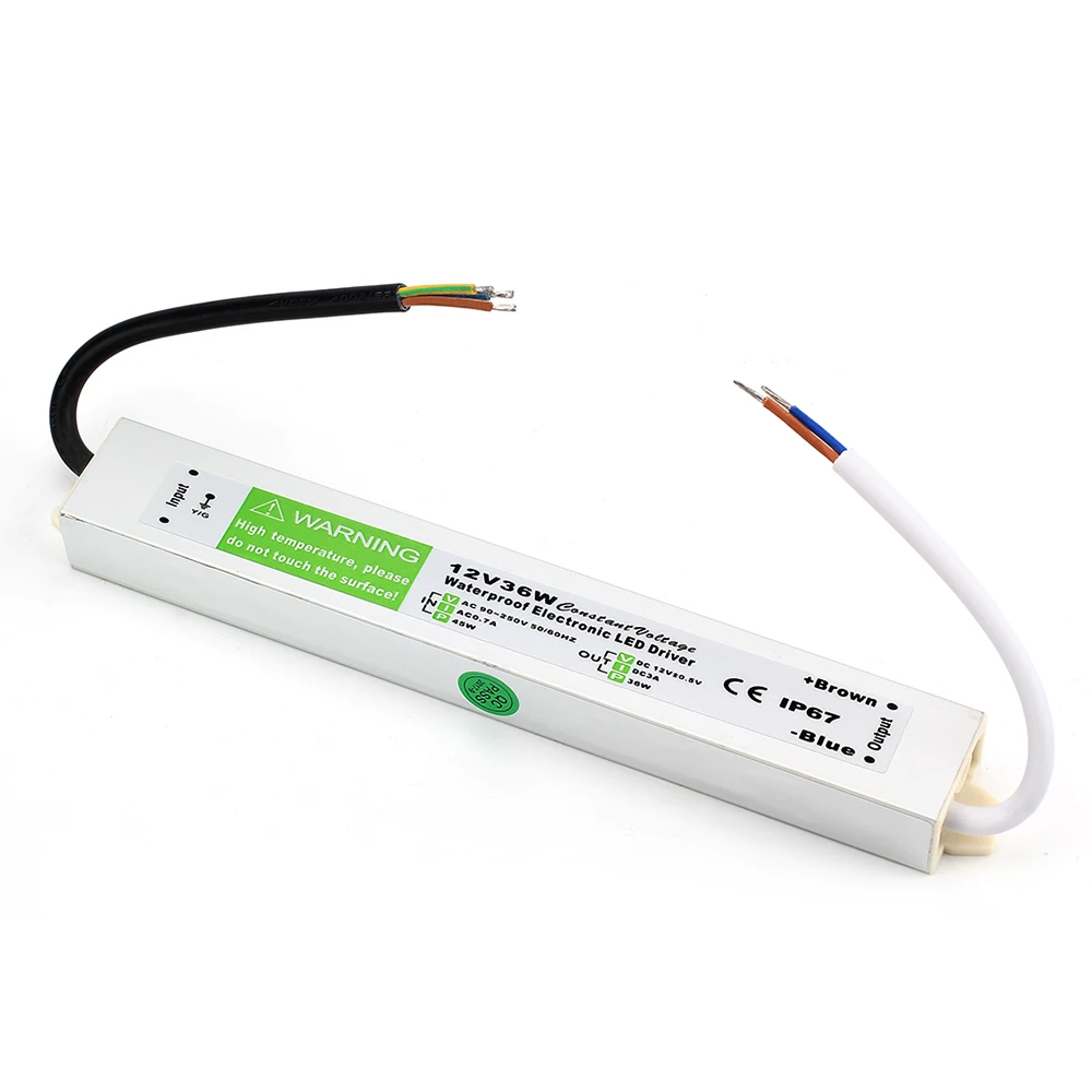 DC 12 V 36 W 3A Водонепроницаемый IP67 электронный светодиодный драйвер наружного использования питания светодиодный полосковый трансформатор адаптер переменного тока
