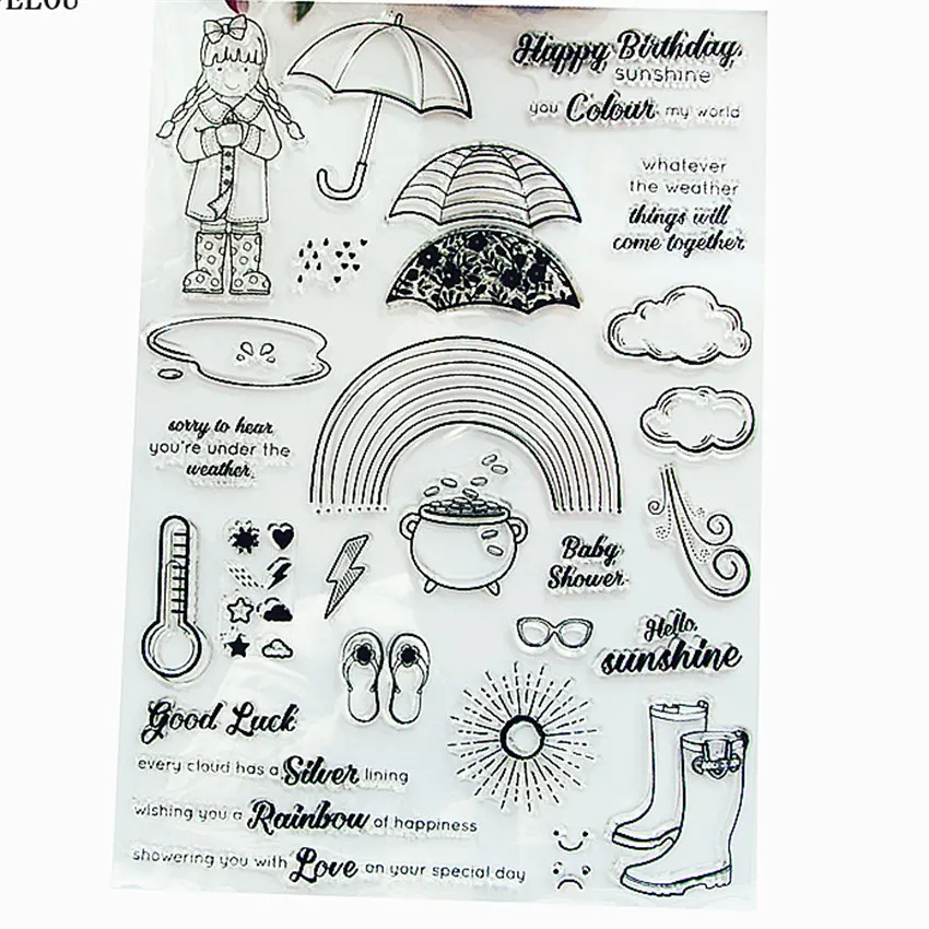 PANFELOU rain rainbow Transparent Silicone Rubber Clear Stamps cartoon for Scrapbooking/DIY Easter wedding album | Дом и сад