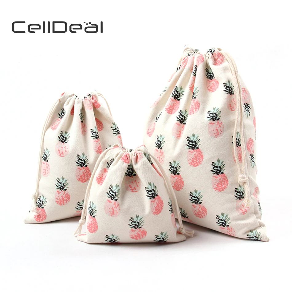 CellDeal обувь для девочек Drawstring сумки женщин хлопок холст на плечо шнурок ананас