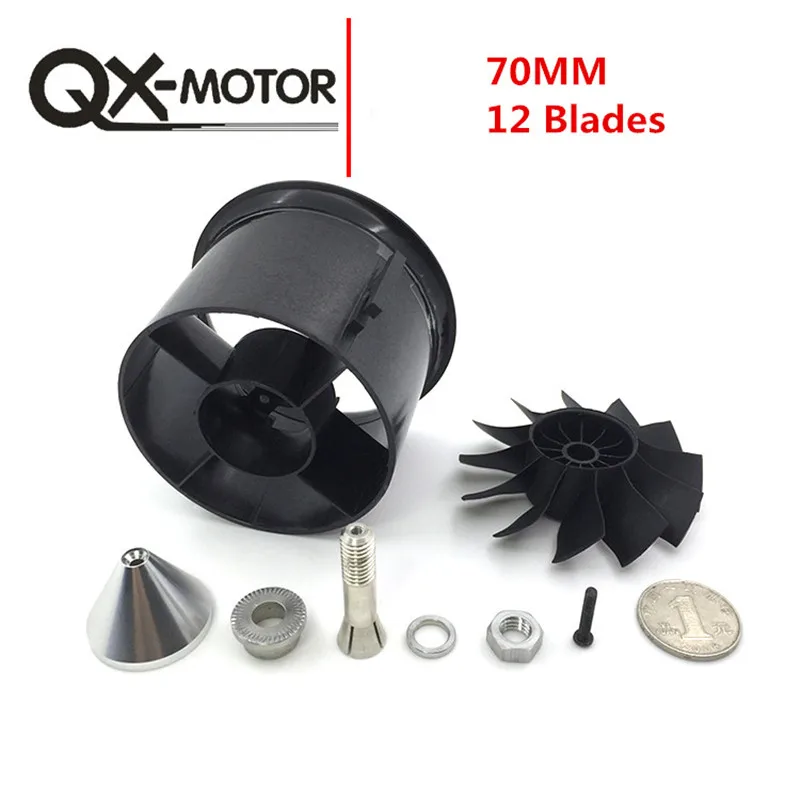 QX-MOTOR 70 мм пластик EDF украшенное мозаикой из драгоценных камней 12 лезвий импеллер