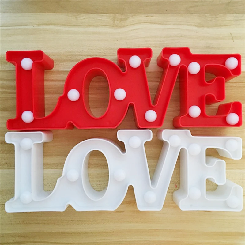 Домашний декор 3D светодиодный Ночной светильник с надписью LOVE пластиковый