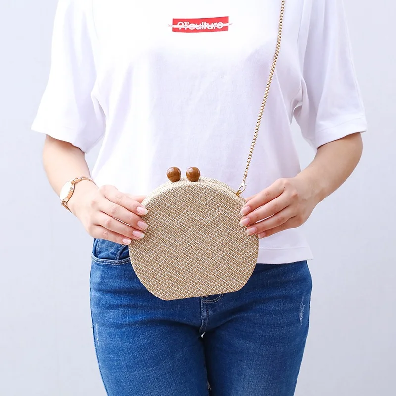 New Women Summer Knitting Handbag Brand Fashion Evening Bag Round Straw Beach Mini Messenger Unique Wallet Hot Clutch | Багаж и сумки