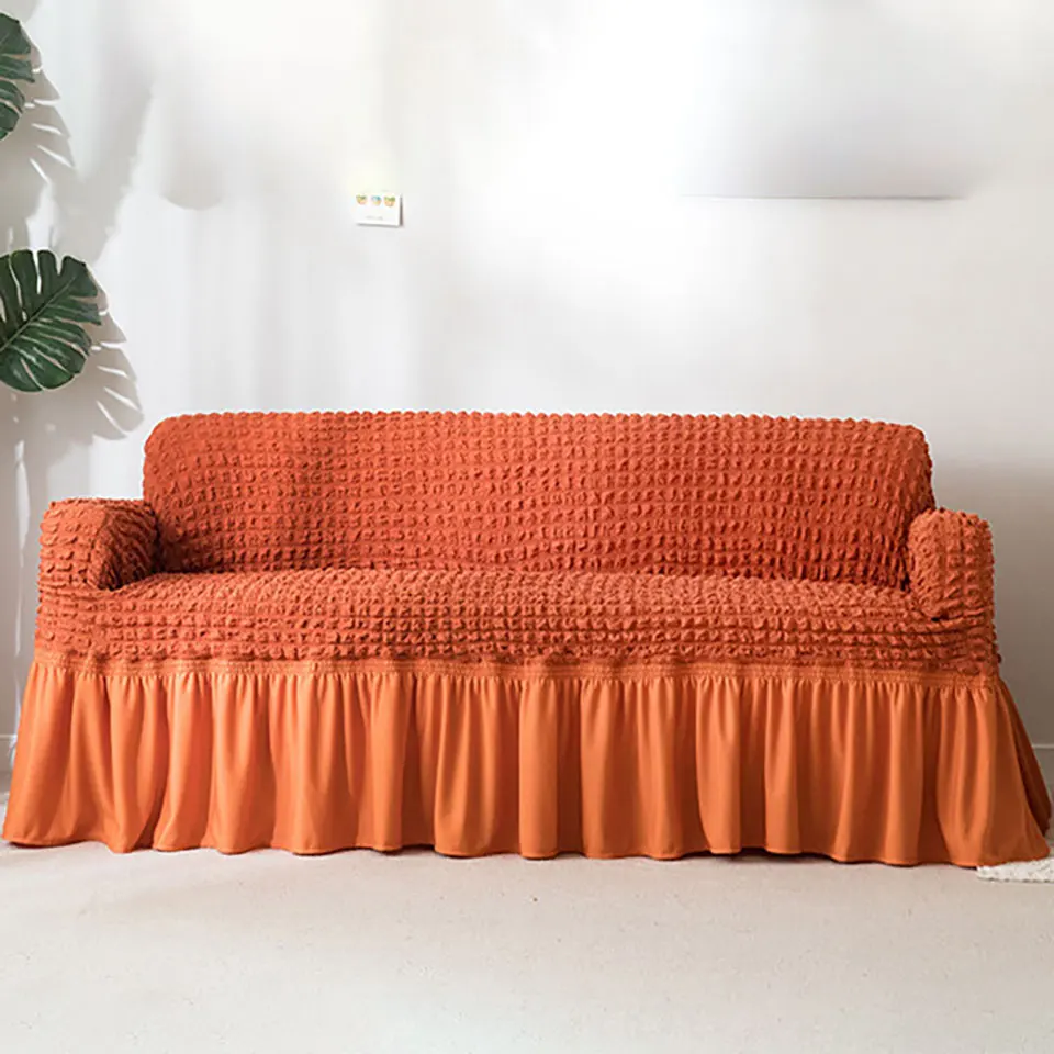 Orange red Евро Жаккардовые диванные чехлы с юбкой эластичные диванные чехлы для гостиной диванные чехлы для диванов мебель диванные чехлы - Цвет: Orange red