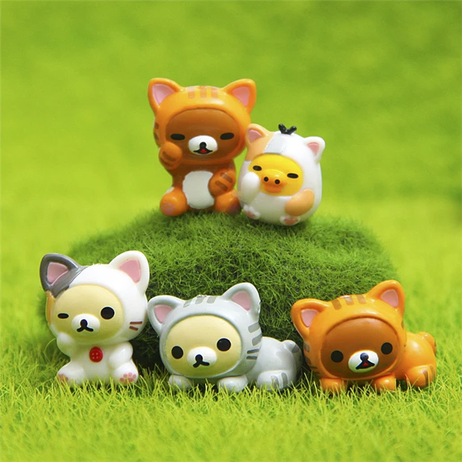 

1 set 5pcs Korean Cute Bear Miniature Terrarium Figurines Ornaments For DIY Home Decoration Figure Home table desk Decor gift