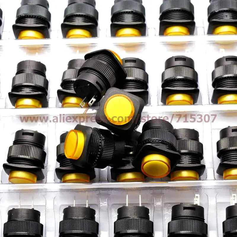 Кнопочный переключатель phisшкала желтого цвета R16-504A 16 мм квадратной формы