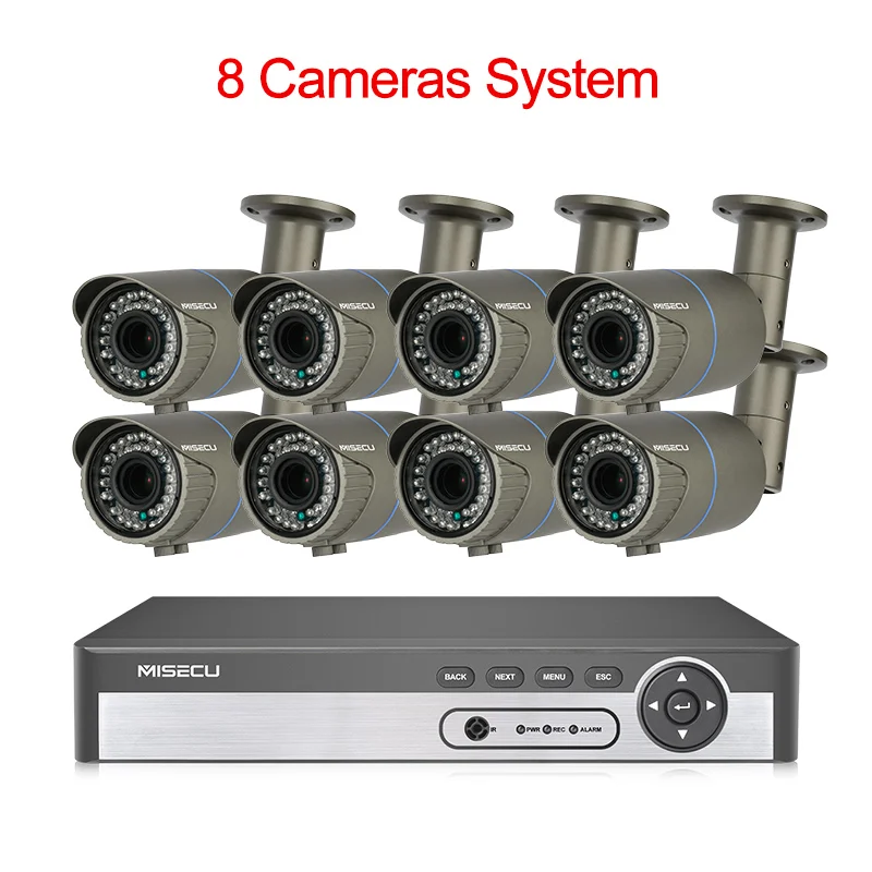 1 8CH NVR 8 CAMERAS MISECU 8CH 4MP камера безопасности системы H.265 POE IP камера 2,8-12 мм Maunally объектив зум Открытый водонепроницаемый комплект видеонаблюдения - Цвет: 1 8CH NVR 8 CAMERAS