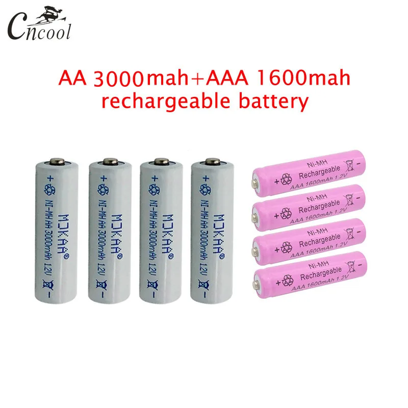 20 pcs AA 3000 mAh Ni MH Перезаряжаемые батареи + шт ААА 1600 батареи|Перезаряжаемые батареи| |